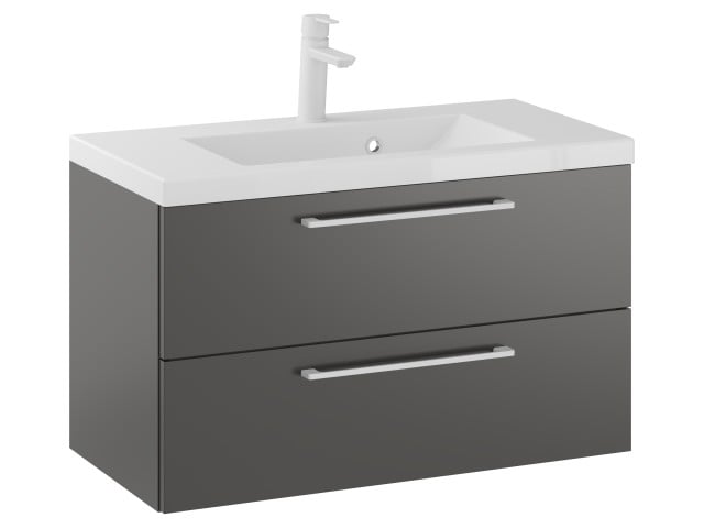 Szafka Wisząca Z Umywalką RON 80 cm - Titan Mat - Uchwyty Białe Matowe