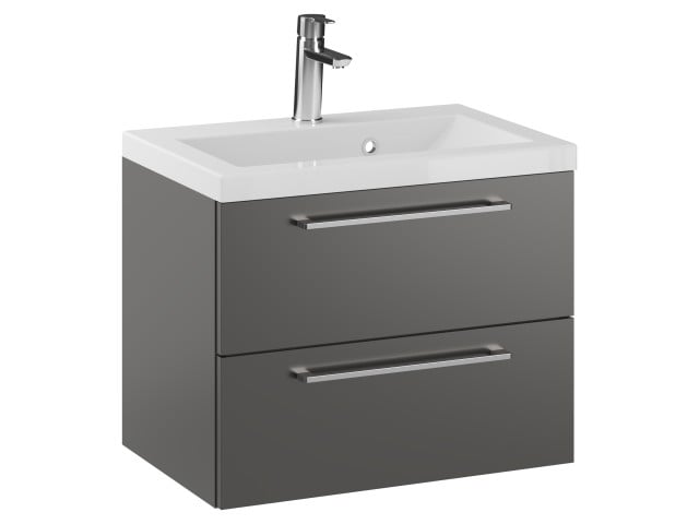 Szafka Wisząca Z Umywalką RON 60 cm - Titan Mat - Uchwyty Chromowane
