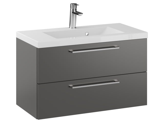 Szafka Wisząca Z Umywalką RON 80 cm - Titan Mat - Uchwyty Chromowane