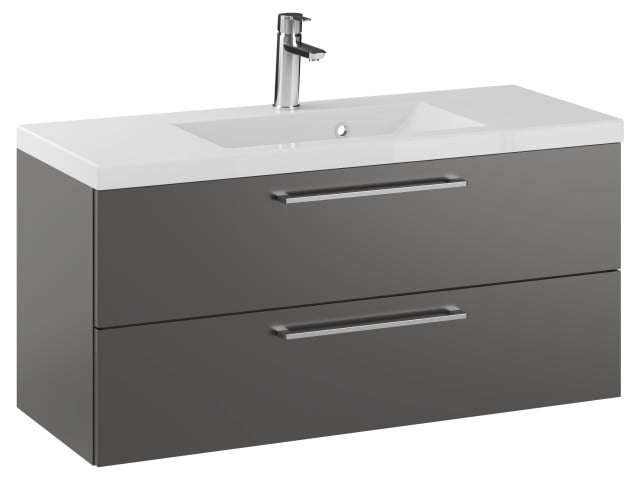 Szafka Wisząca Z Umywalką RON 100 cm - Titan Mat - Uchwyty Chromowane