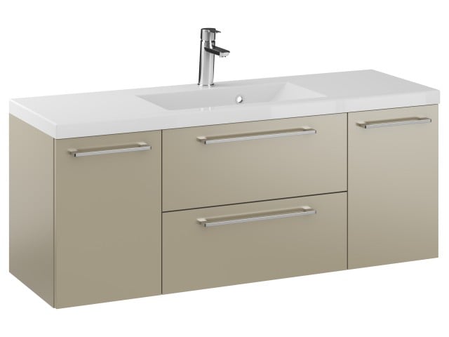 Szafka Wisząca Z Umywalką RON 120 cm D - Cappuccino Mat - Uchwyty Chromowane