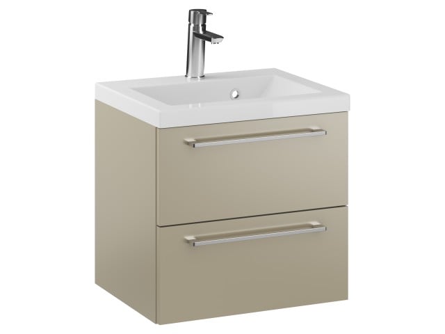 Szafka Wisząca Z Umywalką RON 50 cm - Cappuccino Mat - Uchwyty Chromowane