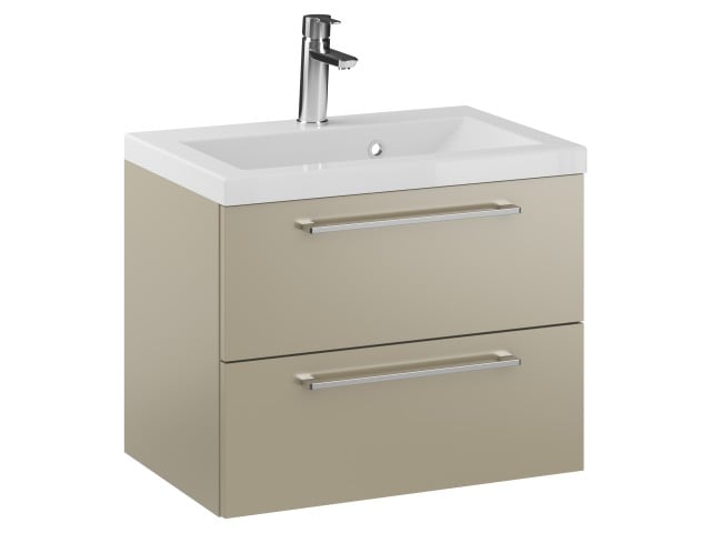 Szafka Wisząca Z Umywalką RON 60 cm - Cappuccino Mat - Uchwyty Chromowane