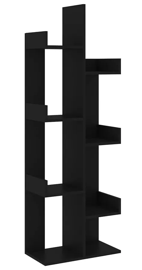 Regał Z Czarny Nowoczesny 8 Półkami S6-C14