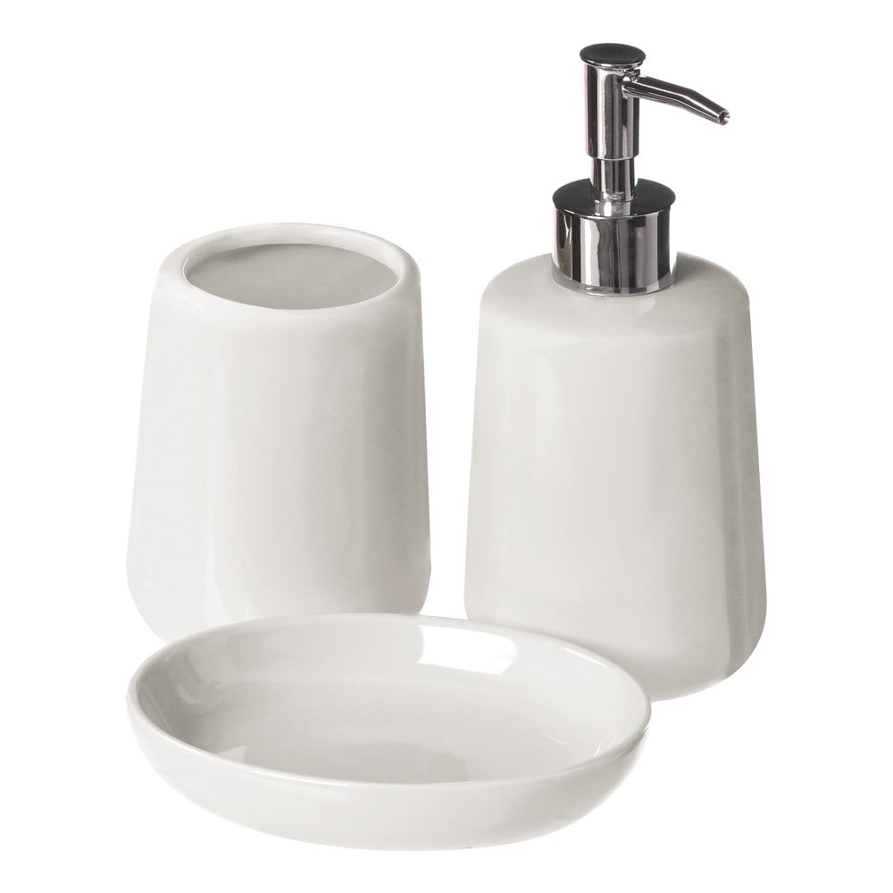 Biały kamienny zestaw akcesoriów łazienkowych Moon – Premier Housewares