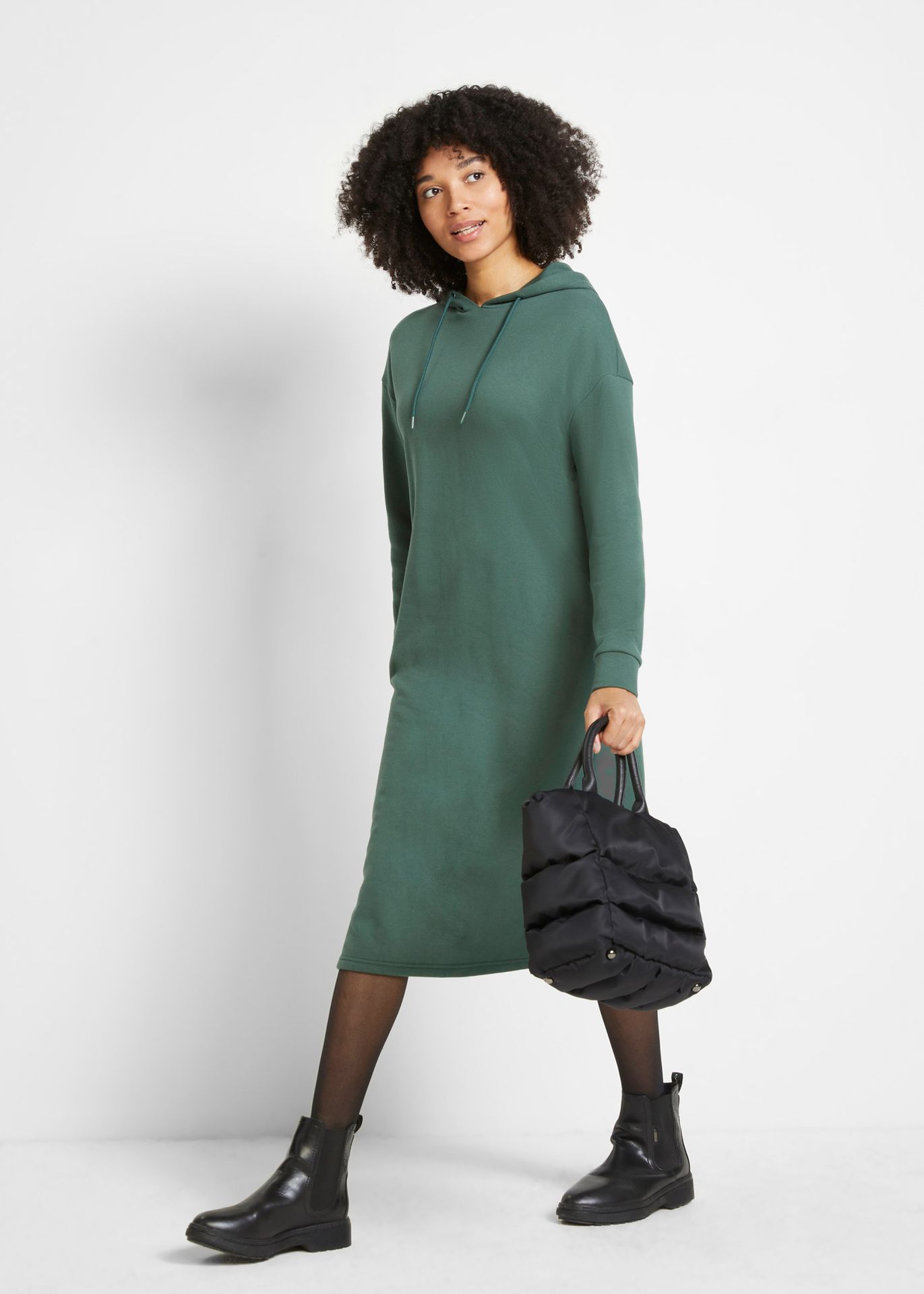 Sukienka dresowa z kapturem, oversized - bonprix
