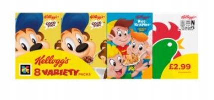 ﻿1x 196g KELLOGG'S 8 Variety Packs płatki śnadaniowe UK