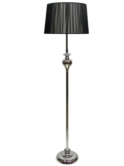 Czarna lampa stojąca z dekoracyjną stalową podstawą - 3X V165 P5-R58