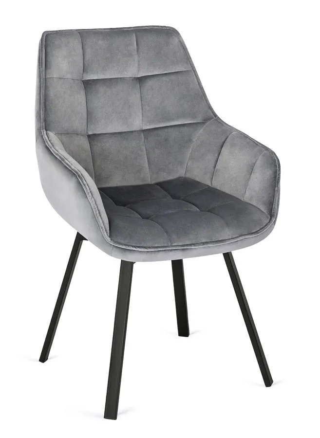 Szare obrotowe krzesło welurowe z podłokietnikami - Tamax 3X