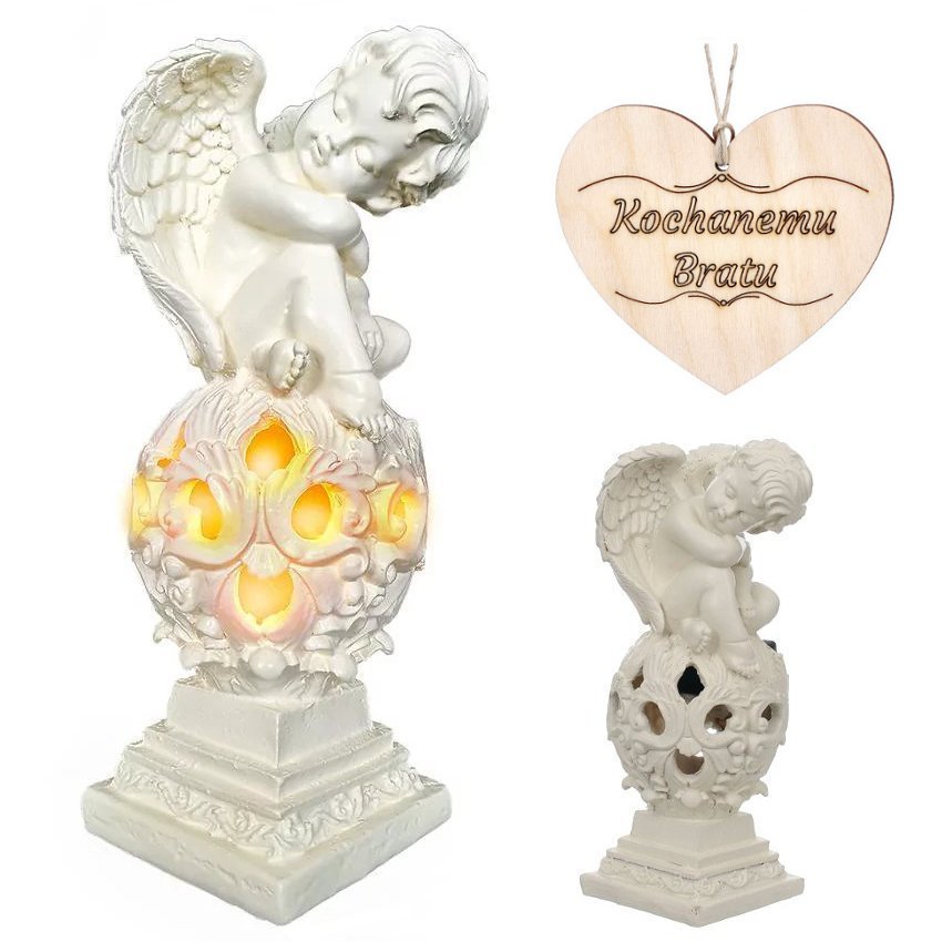 ZNICZ dla BRATA ANIOŁ SOLARNY do ogrodu lub na grób