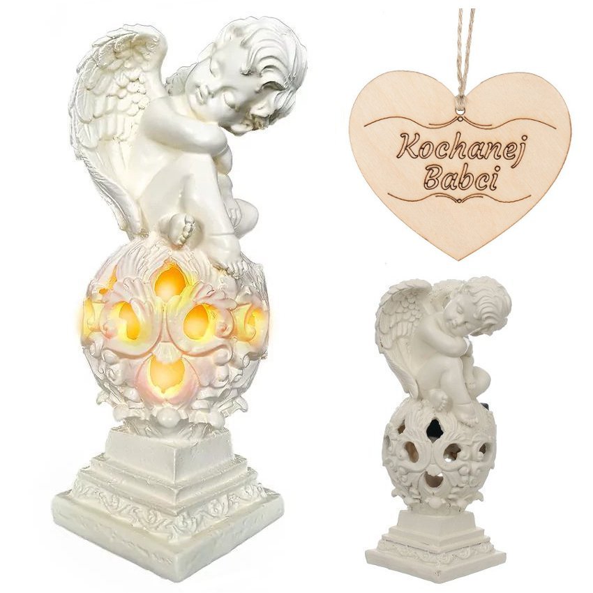 ZNICZ dla BABCI ANIOŁ SOLARNY do ogrodu lub na grób