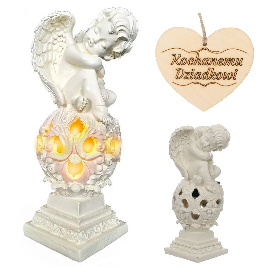 ZNICZ dla DZIADKA ANIOŁ SOLARNY do ogrodu lub na grób