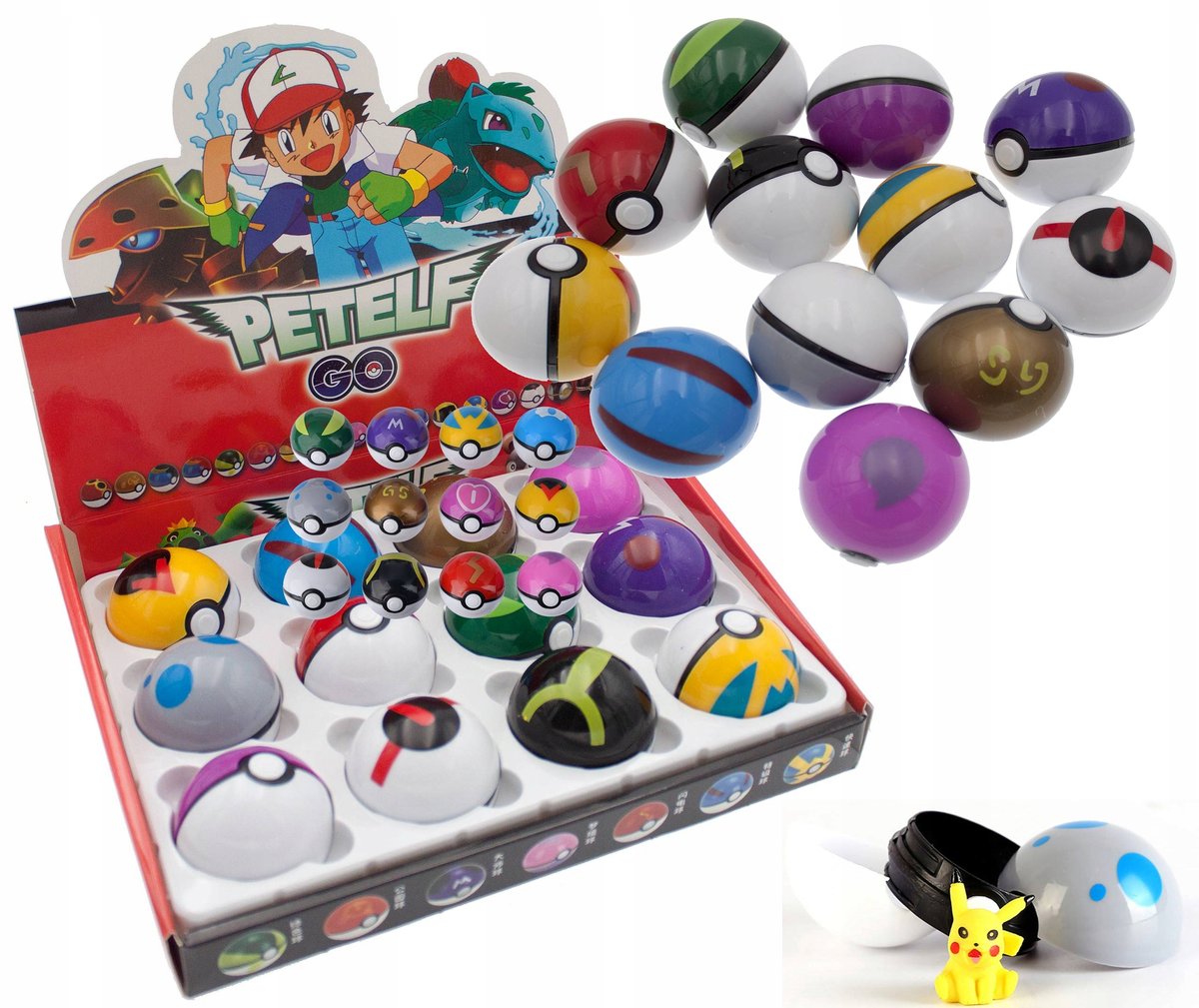 POKEMON 12 SZT POKEBALL + 12 SZT FIGUREK