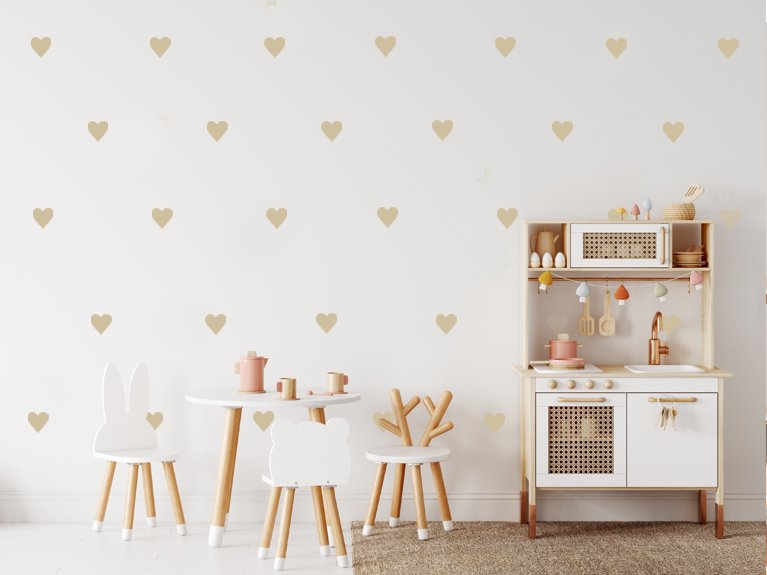 Naklejki na ścianę serca, serduszka, beżowe, Boho