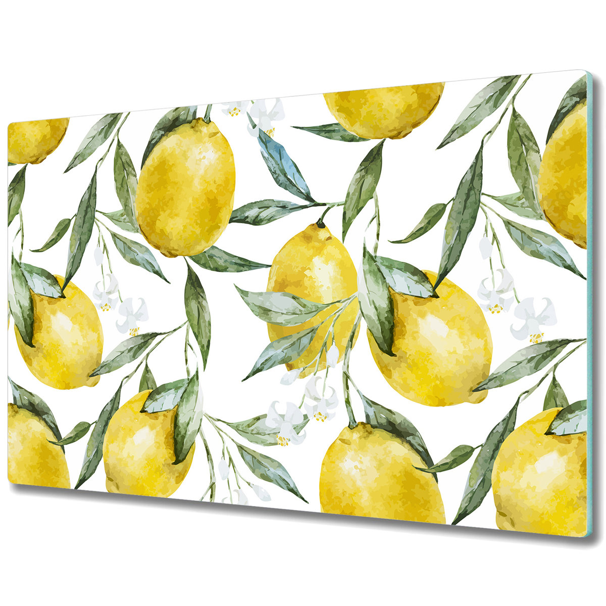 Wytrzymała Deska Kuchenna ze Szkła Hartowanego - Malowane cytryny - 80x52 cm