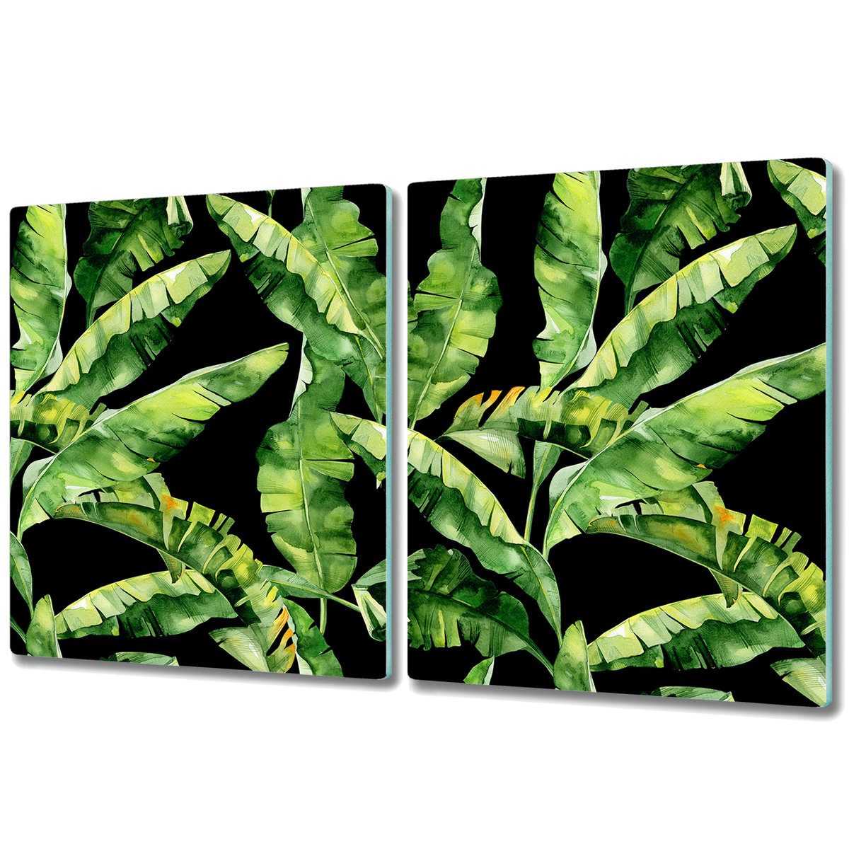 Dwuczęściowa Deska Kuchenna z Nadrukiem - 2x 40x52 cm - Ciemny tropikalny liść