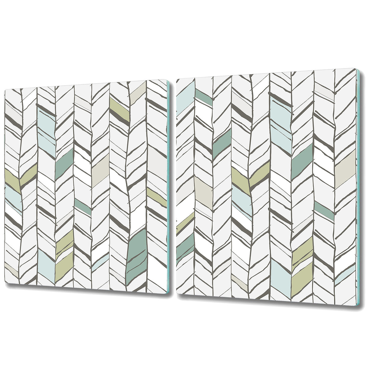Szklane Deski Kuchenne z Unikalnymi Wzorami - 2x 40x52 cm - Geometryczny wzór w jodełkę