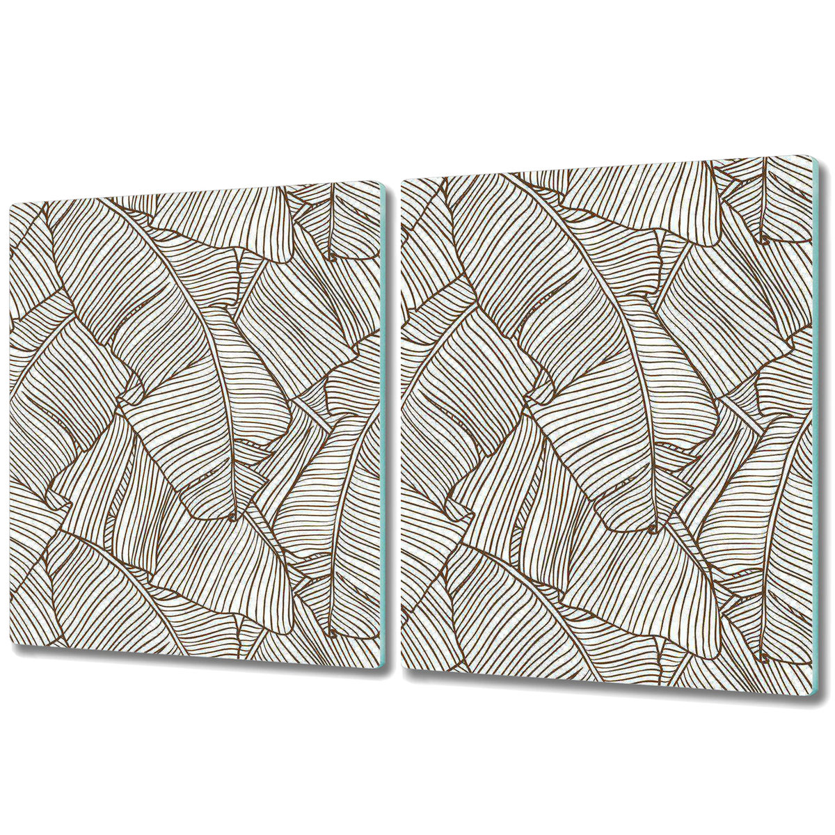 Szklana Osłona na Kuchenkę - Deska Do Krojenia - 2x 40x52 cm - Brązowe liście