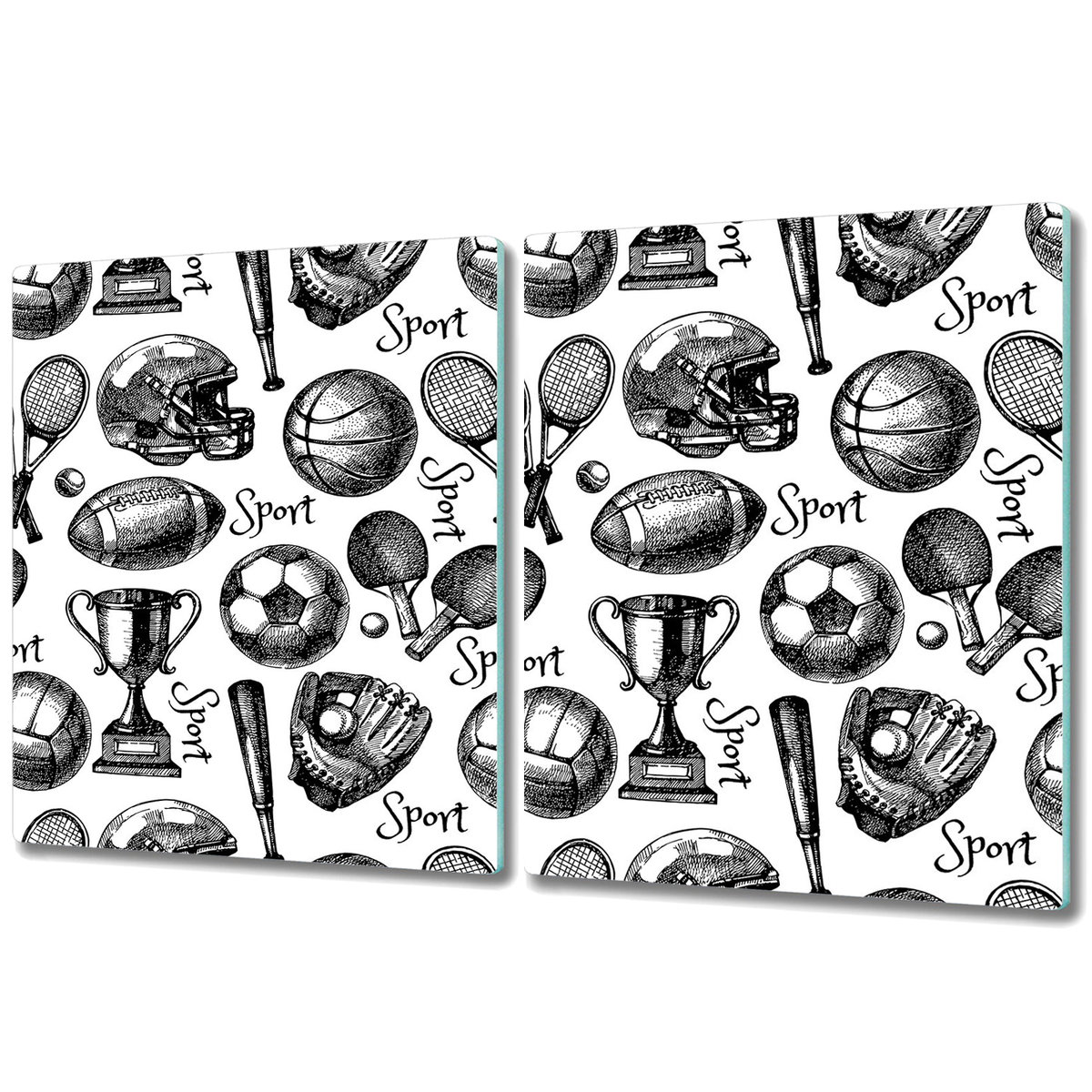 Funkcjonalna Deska Kuchenna - Osłona indukcji - 2x 40x52 cm - Sportowe motywy