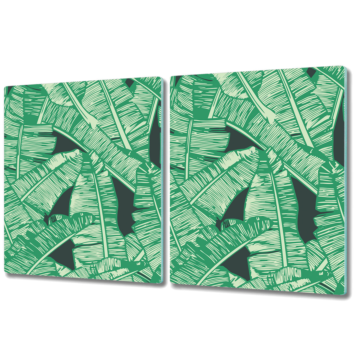 Deska Do Krojenia ze Szkła Hartowanego - 2x 40x52 cm - Egzotyczne palmy wzór