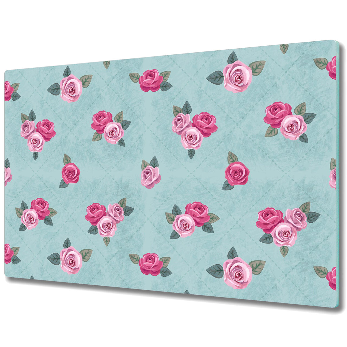 Szklana Osłona na Kuchenkę - Deska Do Krojenia - Róże styl retro - 80x52 cm