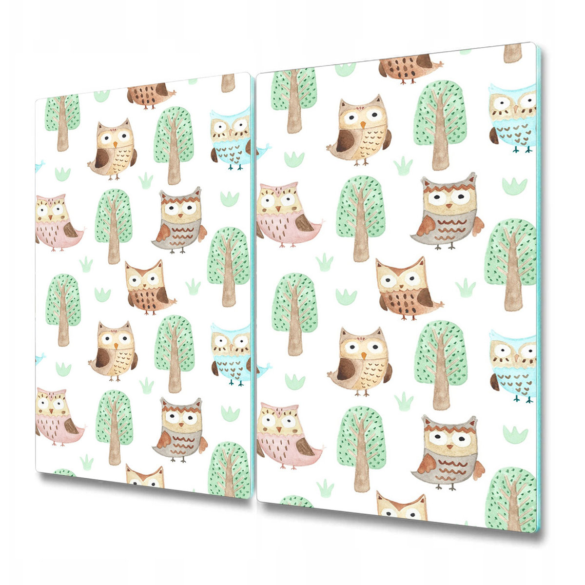 Dekoracyjna Deska Kuchenna ze Szkła - Sowy Drzewa obrazek - 2x30x52 cm