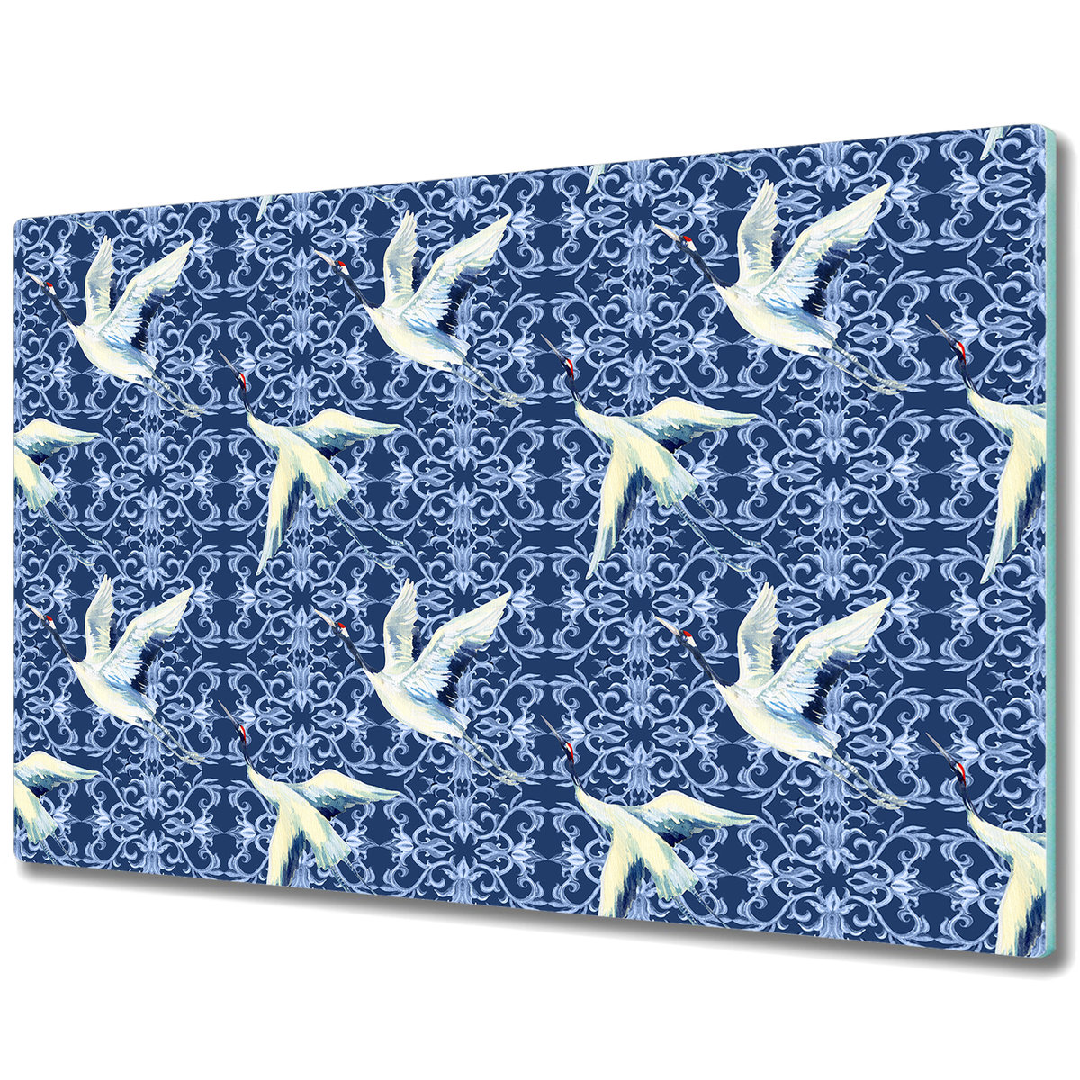 Duża Deska Kuchenna ze Wzorem - Chińskie żurawie - 80x52 cm