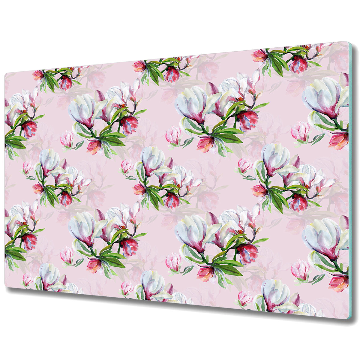 Duża Deska Kuchenna ze Wzorem - Malowane kwiaty magnolii - 80x52 cm