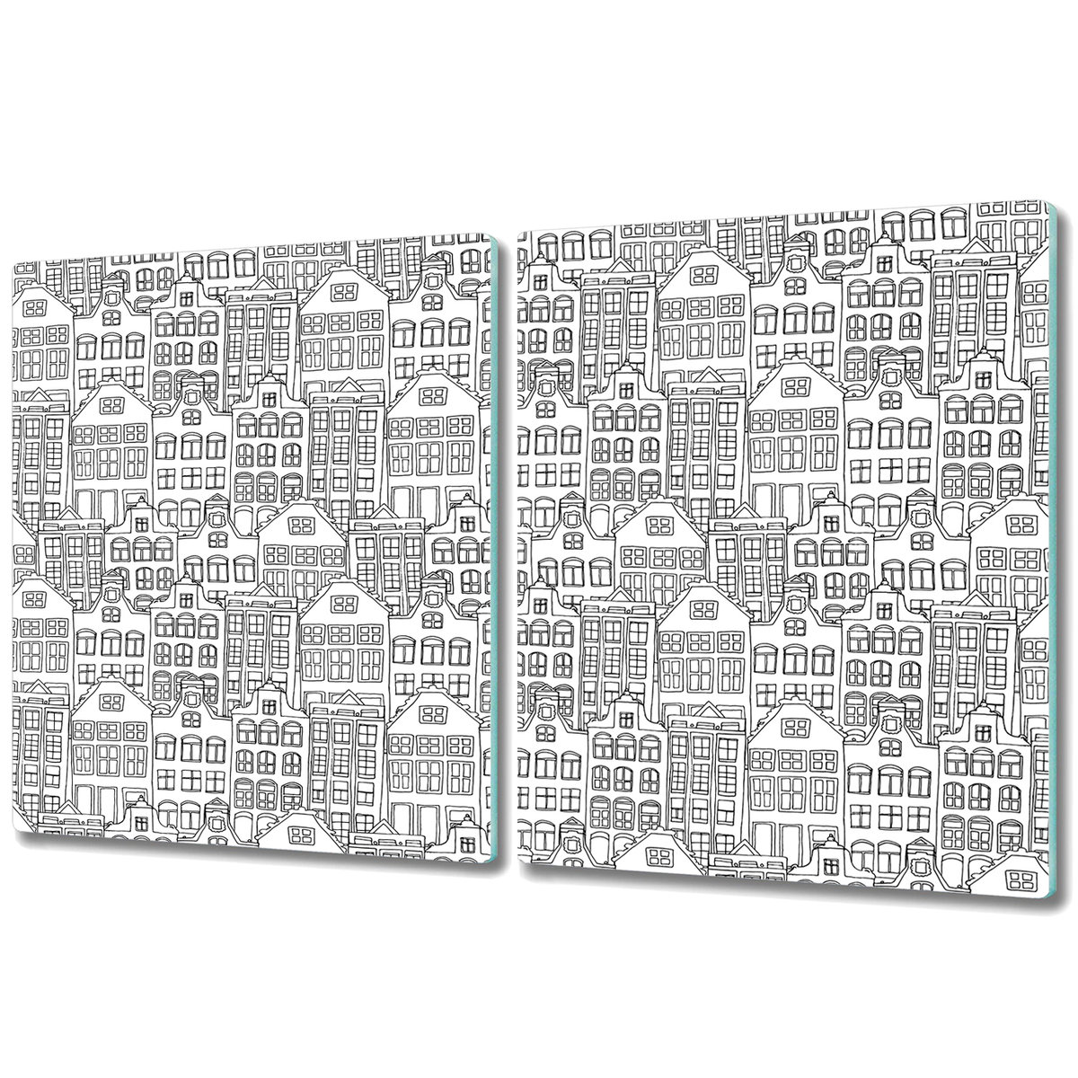 Nowoczesna Deska Kuchenna - 2x 40x52 cm - Miasto w stylu Doodle