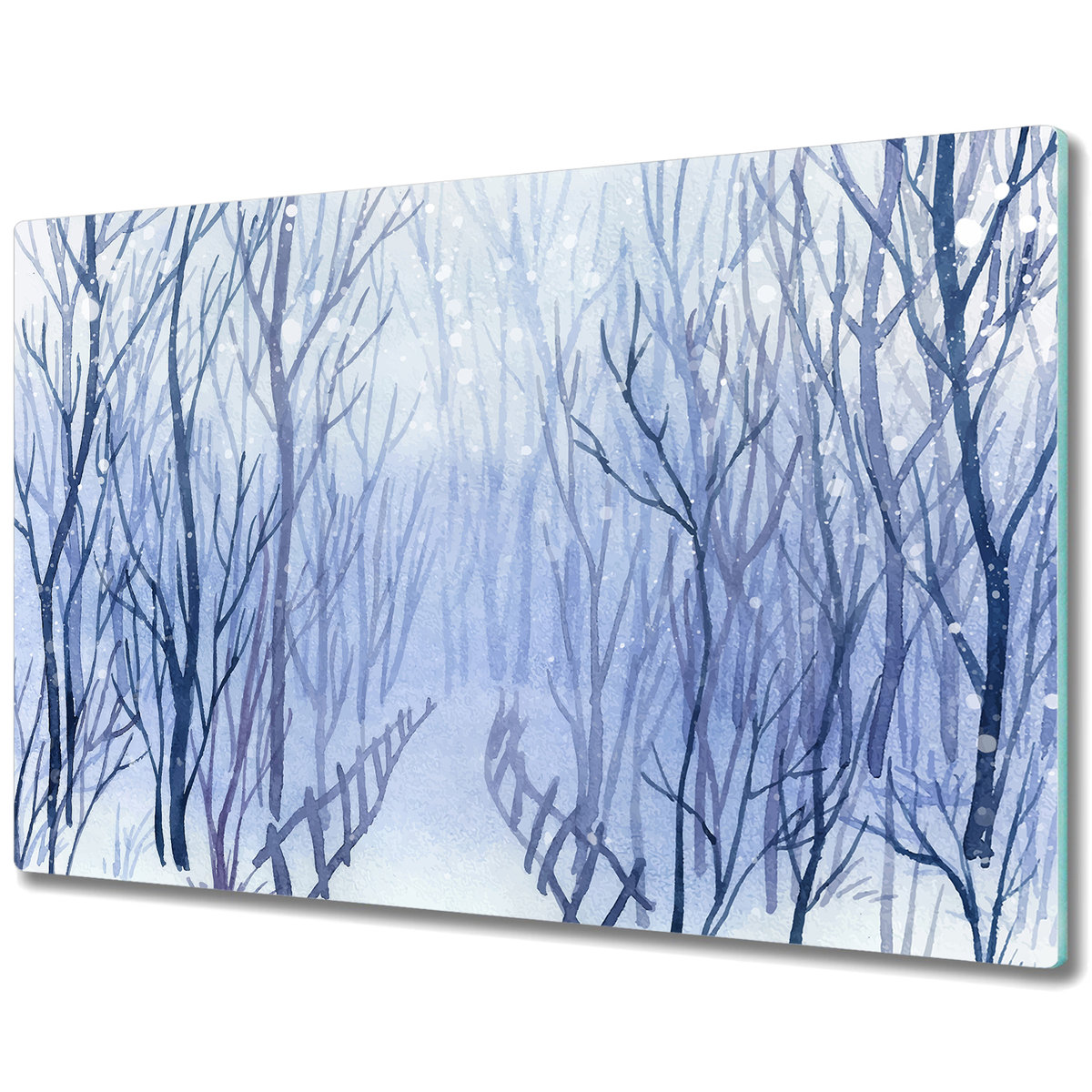 Duża Deska Kuchenna ze Wzorem - Piękny zimowy krajobraz - 80x52 cm