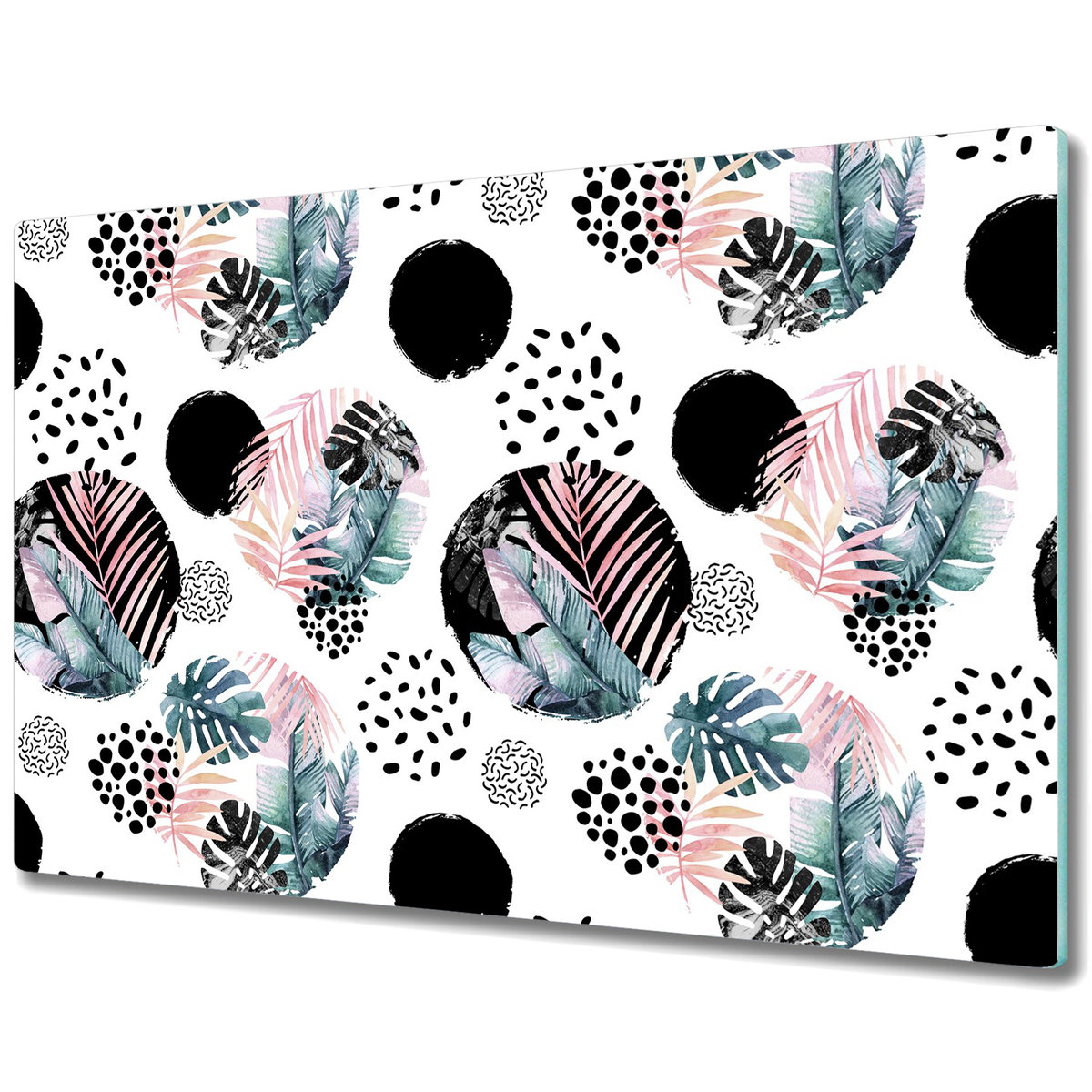 Duża Deska Kuchenna z Nadrukiem - Abstrakcji z liśćmi - 80x52 cm