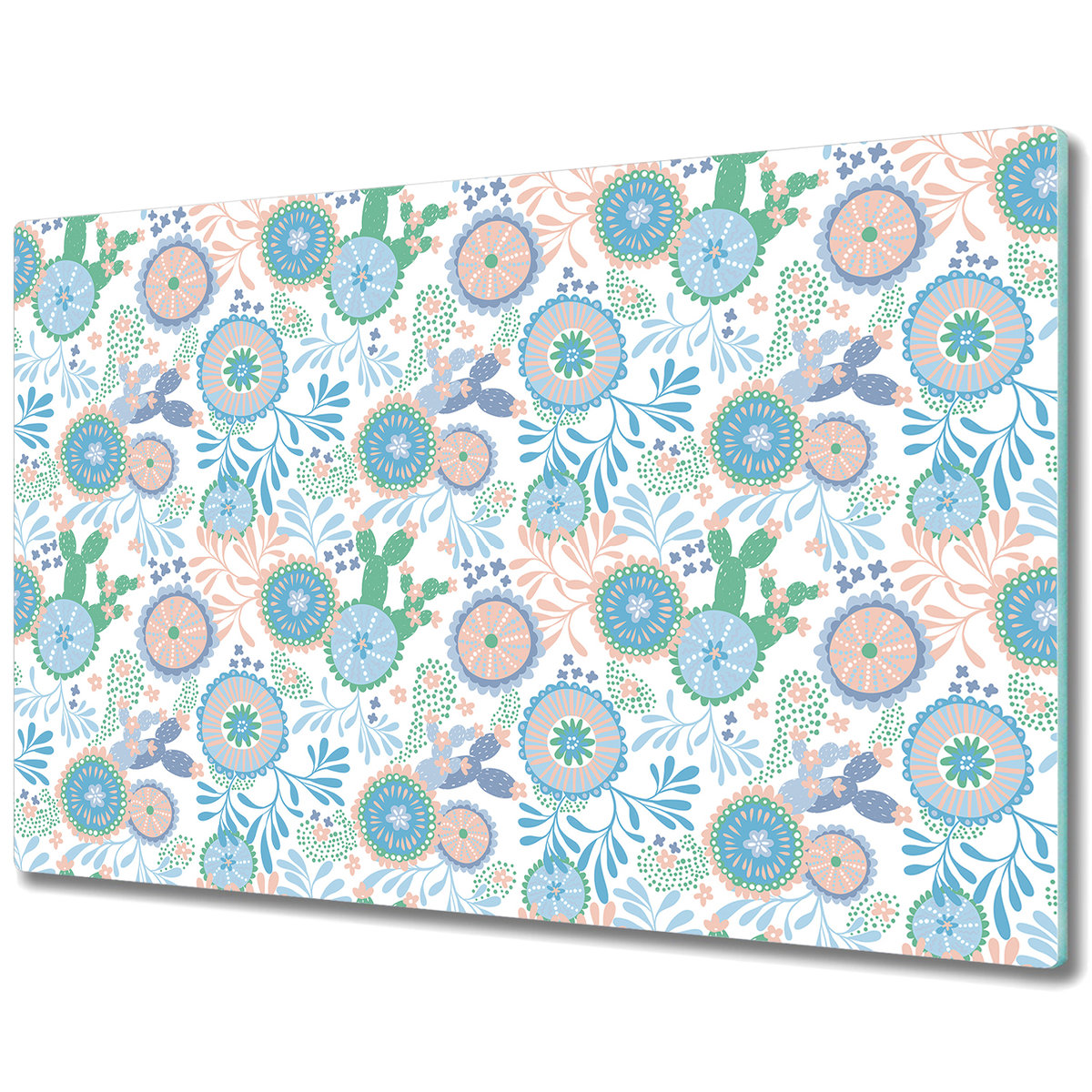 Deska Kuchenna ze Szkła Hartowanego - Kwiaty w stylu vintage - 80x52 cm