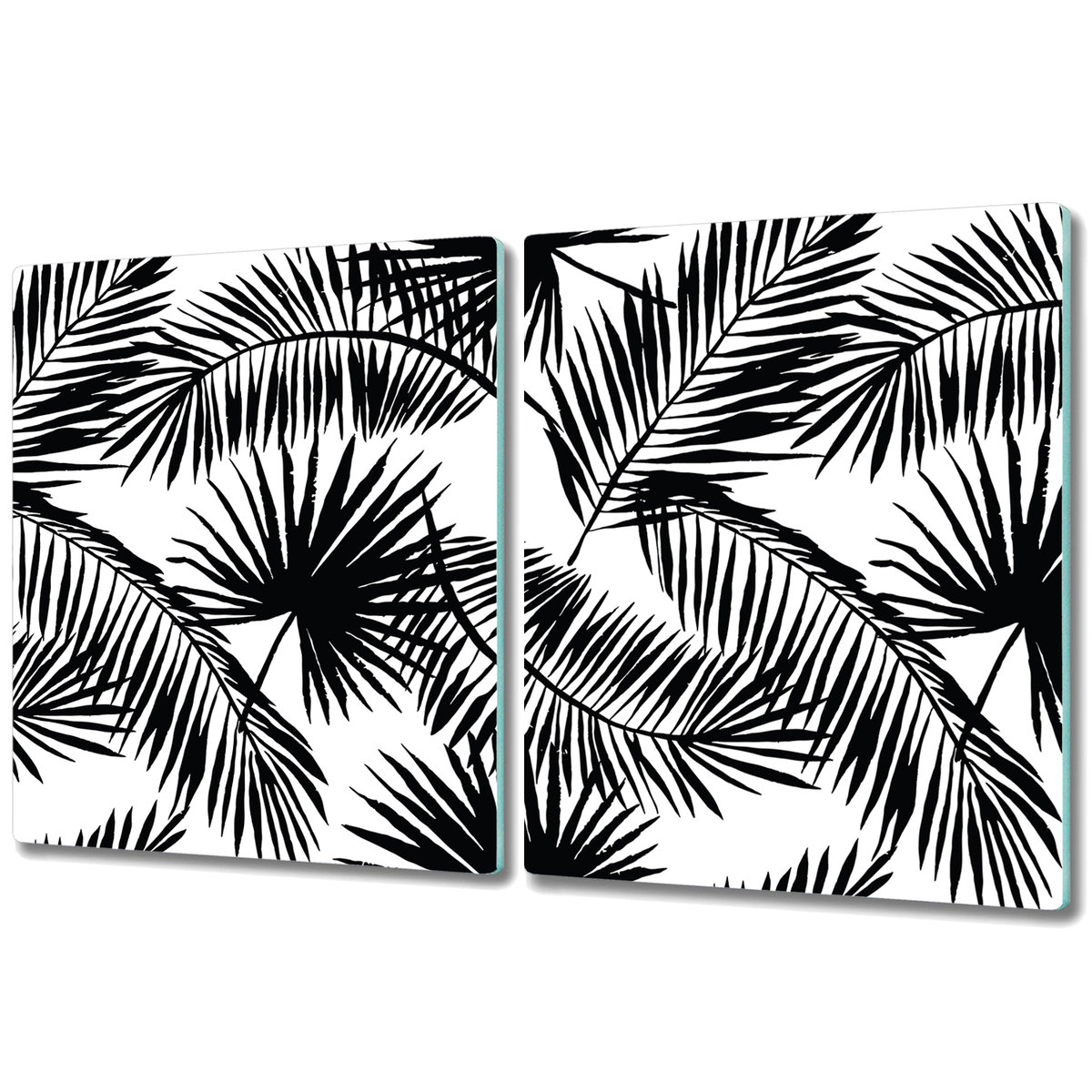 Dwuczęściowa Deska Kuchenna ze Wzorem - 2x 40x52 cm - Czarne egzotyczne liście