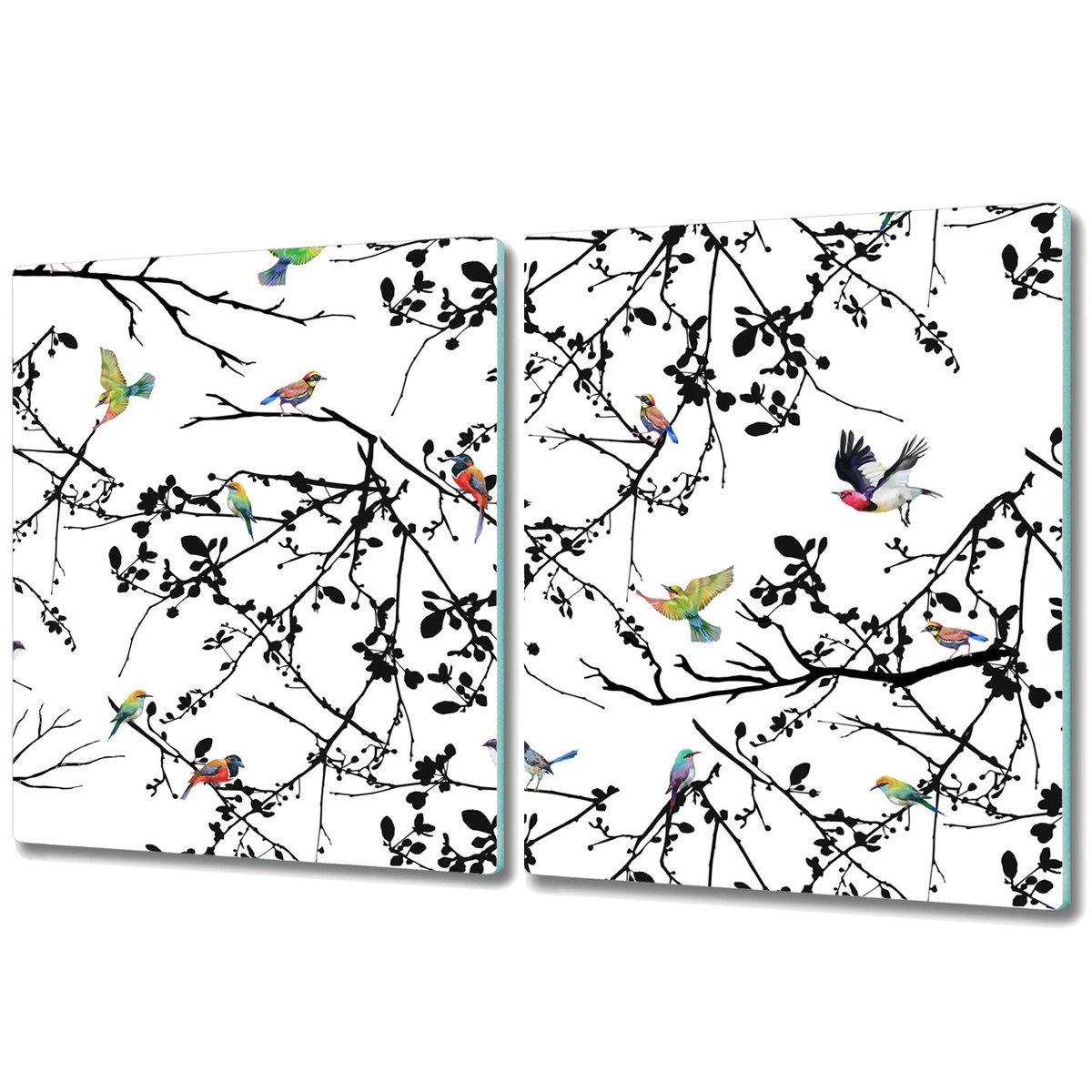 Deski Kuchenne ze Stylowym Ozdobnym nadrukiem - 2x 40x52 cm - Ptaki i Gałęzie