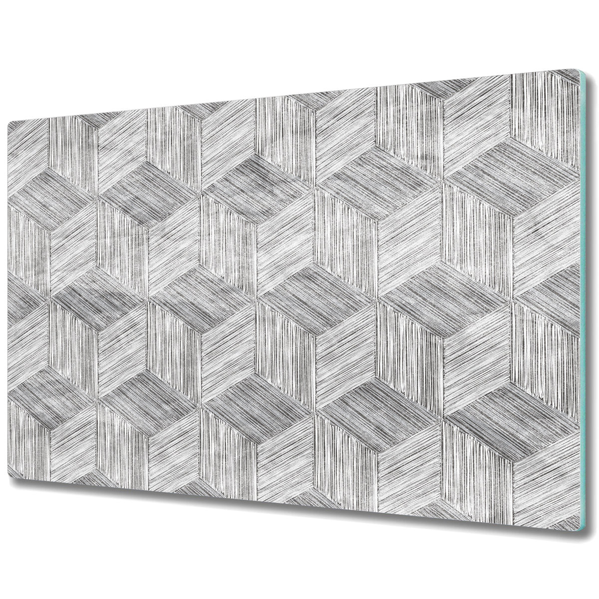 Szklane Deski Kuchenne - Dekoracyjny Element - Szare kostki efekt 3d - 80x52 cm