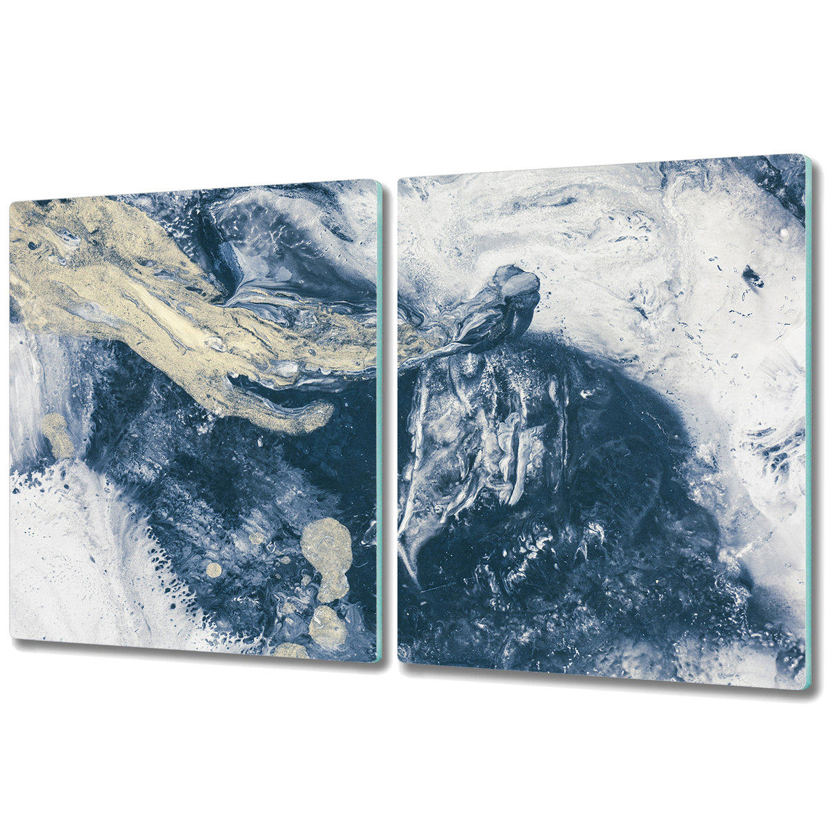 Zestaw Dwóch Szklanych Desek ze Wzorem - 2x 40x52 cm - Malowany marmur styl loftowy