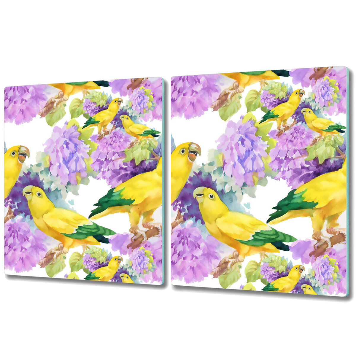 Deski Kuchenne ze Stylowym Ozdobnym nadrukiem - 2x 40x52 cm - Żółte papugi