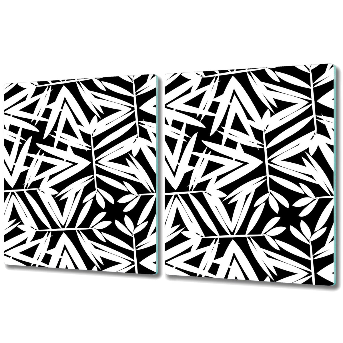 Podwójna Deska Do Krojenia ze Szkła - 2x 40x52 cm - Czarno-biały wzór