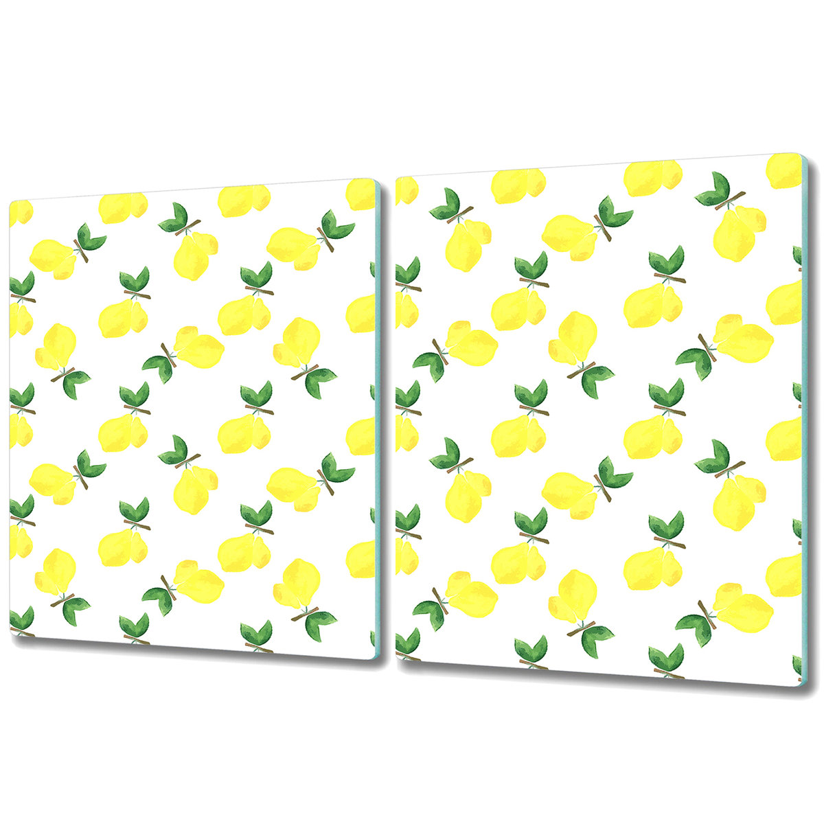 Dekoracyjna Deska Kuchenna ze Szkła - 2x 40x52 cm - Cytryna akwarela żółte żywe owoce