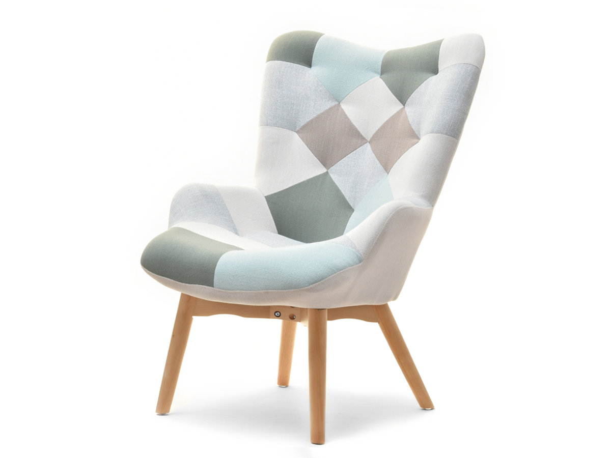 FOTEL PATCHWORK 2 NA BUKOWEJ PODSTAWIE NURIA