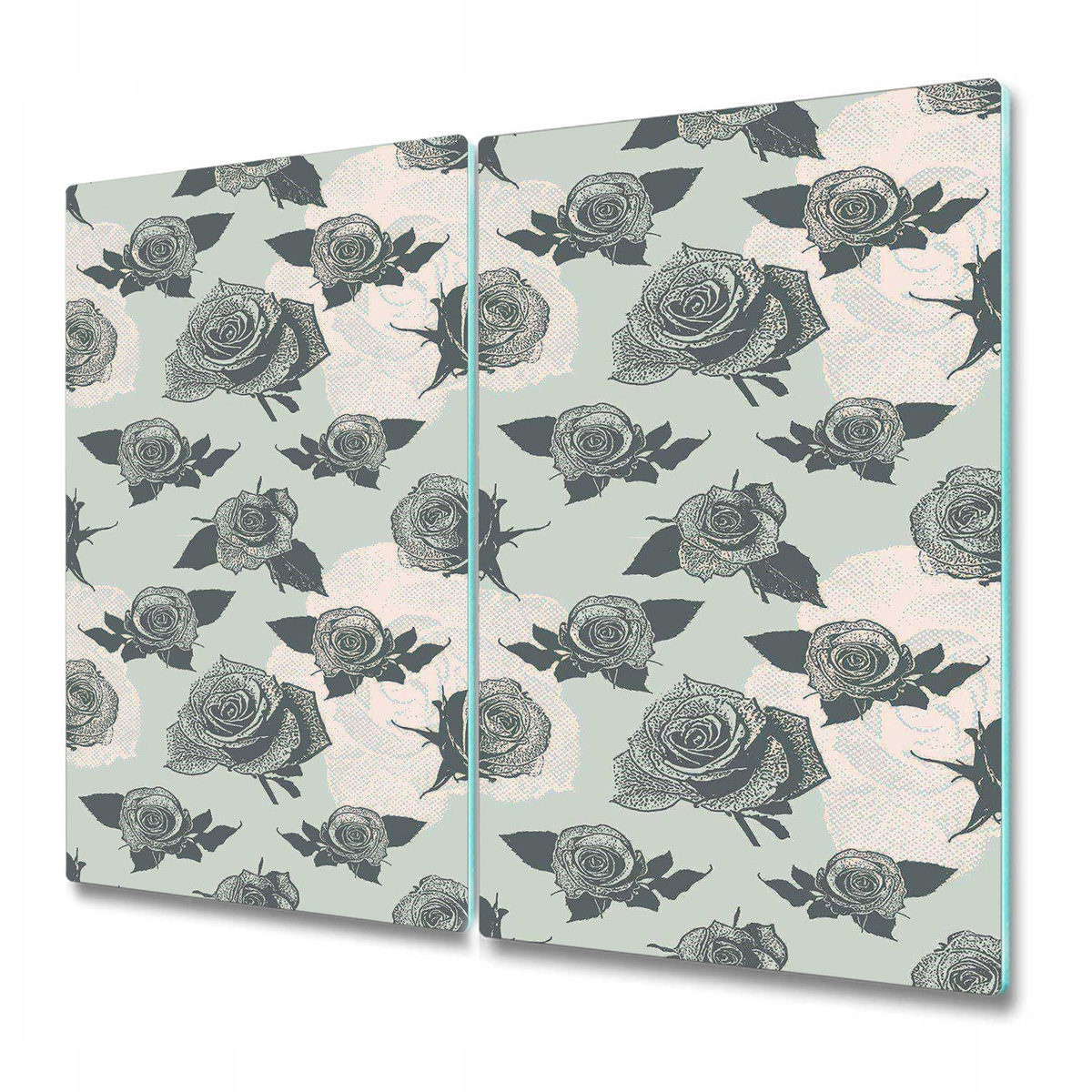 Zestaw Dwóch Szklanych Desek ze Wzorem - Róże retro - 2x30x52 cm