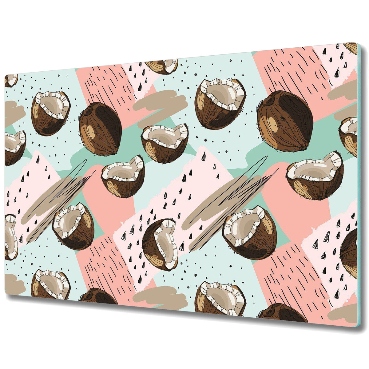 Deska Kuchenna z Wyjątkowym Printem - Orzechy kokosowe - 80x52 cm