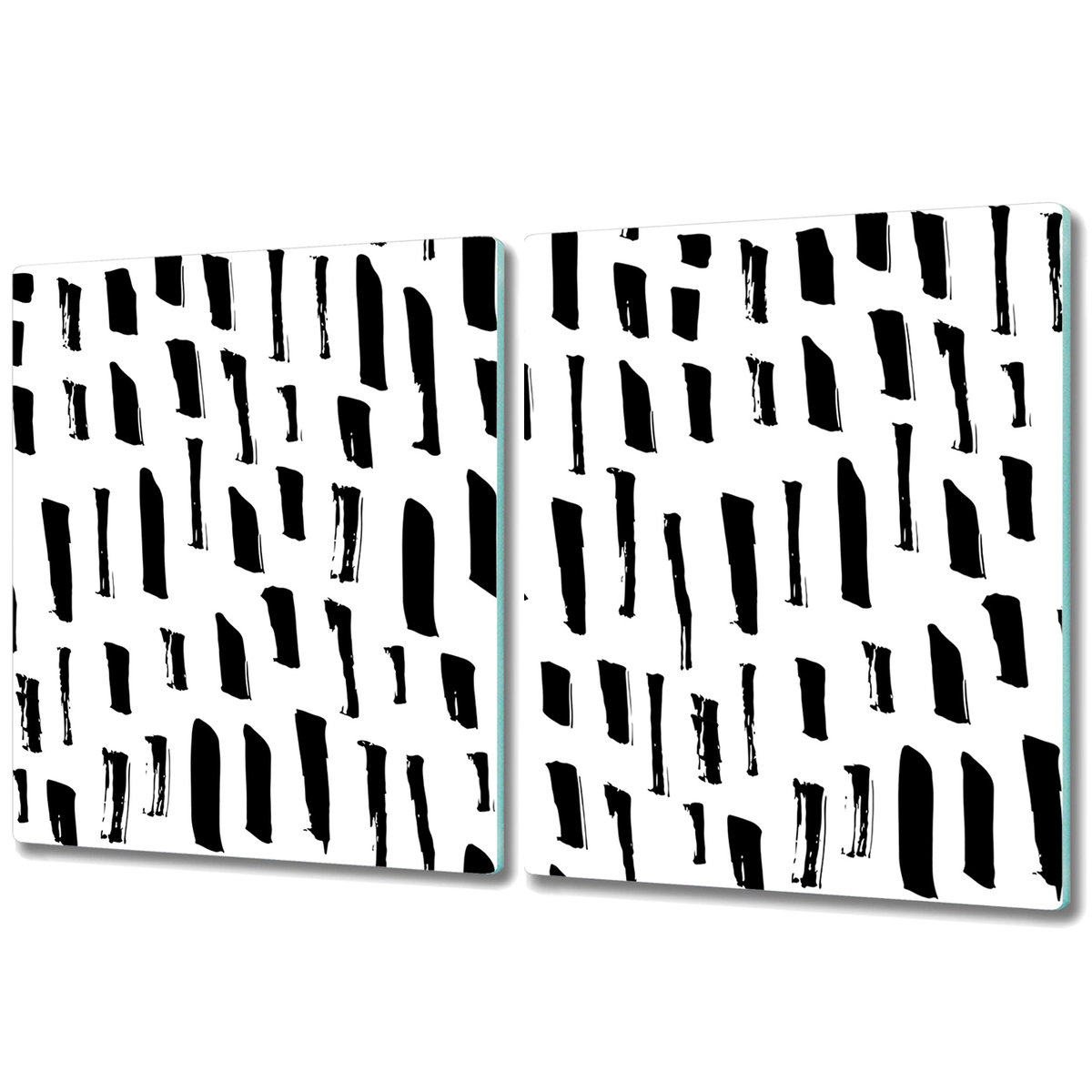 Zestaw Dwóch Szklanych Desek ze Wzorem - 2x 40x52 cm - Czarno-białe kreski