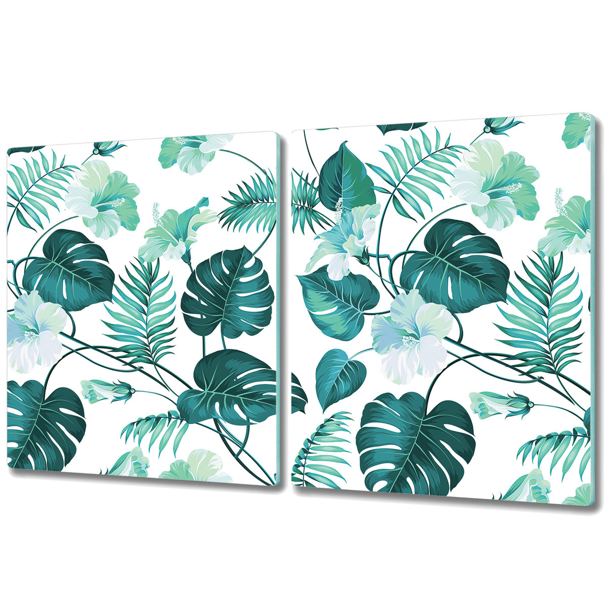 Nowoczesna Deska Kuchenna - 2x 40x52 cm - Hawaje tropikalne liście