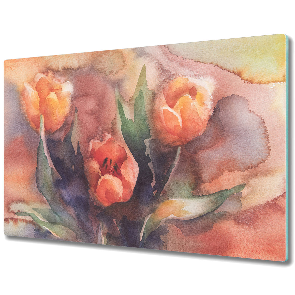 Deski Kuchenne ze Stylowym Ozdobnym nadrukiem - Czerwone tulipany - 80x52 cm