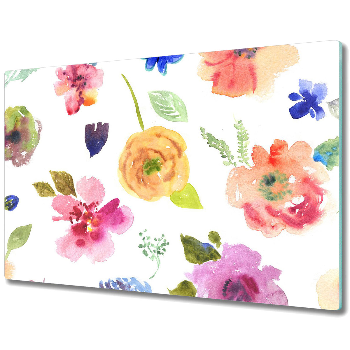 Wytrzymała Deska Kuchenna ze Szkła Hartowanego - Kwiaty ogrodowe letnie - 80x52 cm