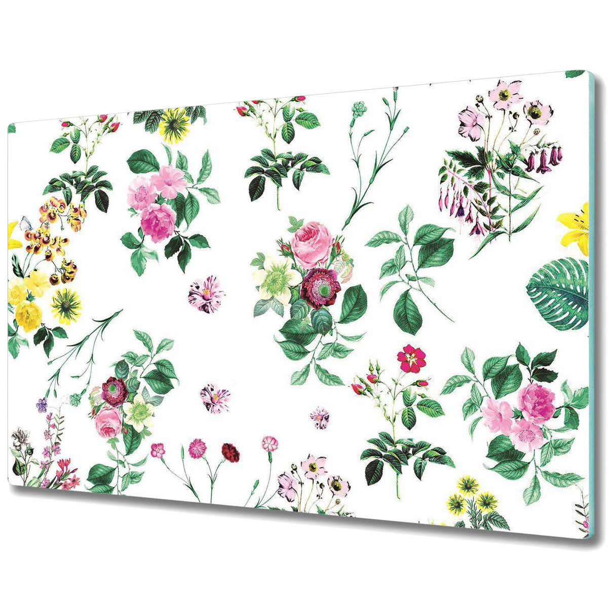 Funkcjonalna Deska Kuchenna - Osłona indukcji - Pole kolorowe kwiaty - 80x52 cm