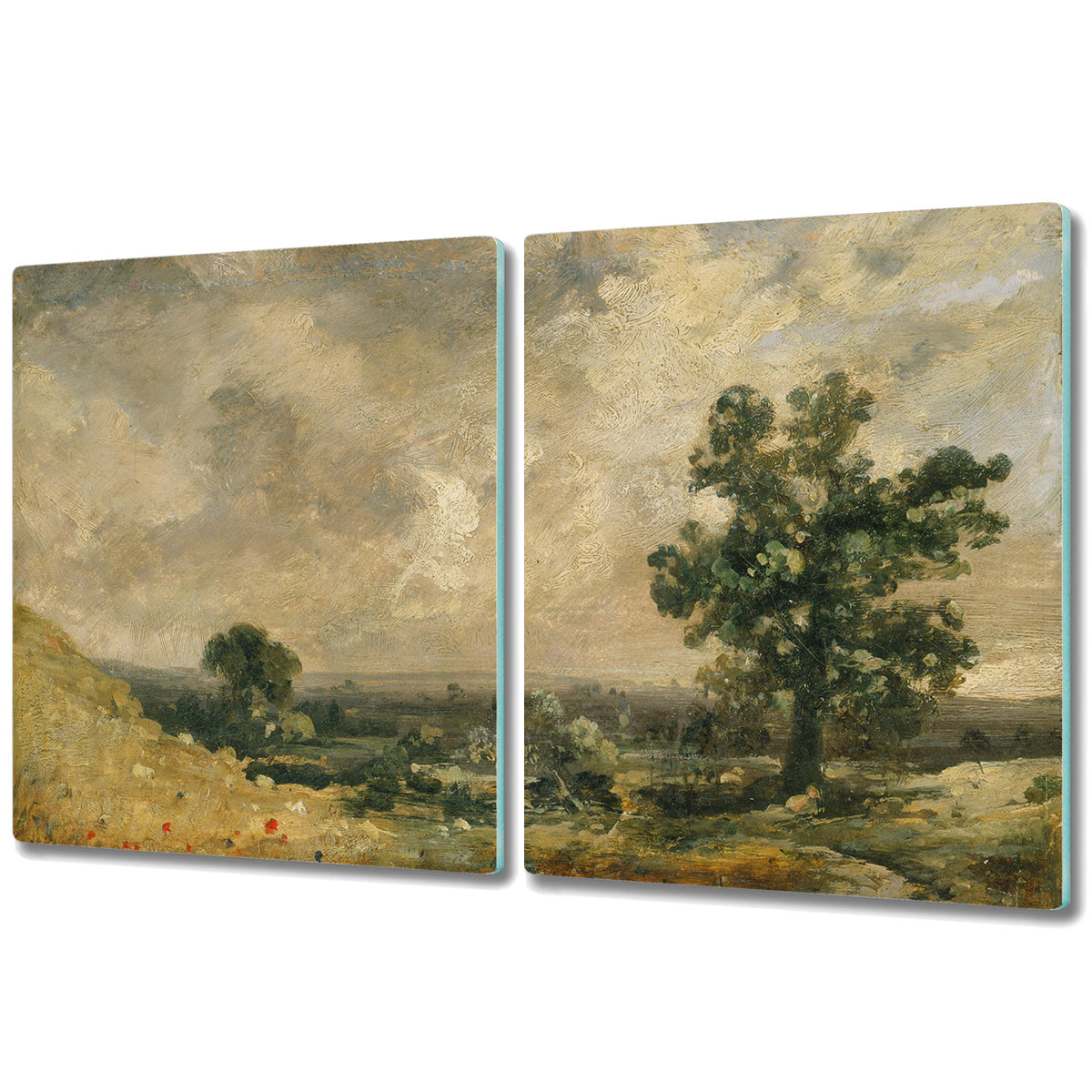 Deski Kuchenne ze Stylowym Ozdobnym nadrukiem - 2x 40x52 cm - Olej Vintage Krajobraz