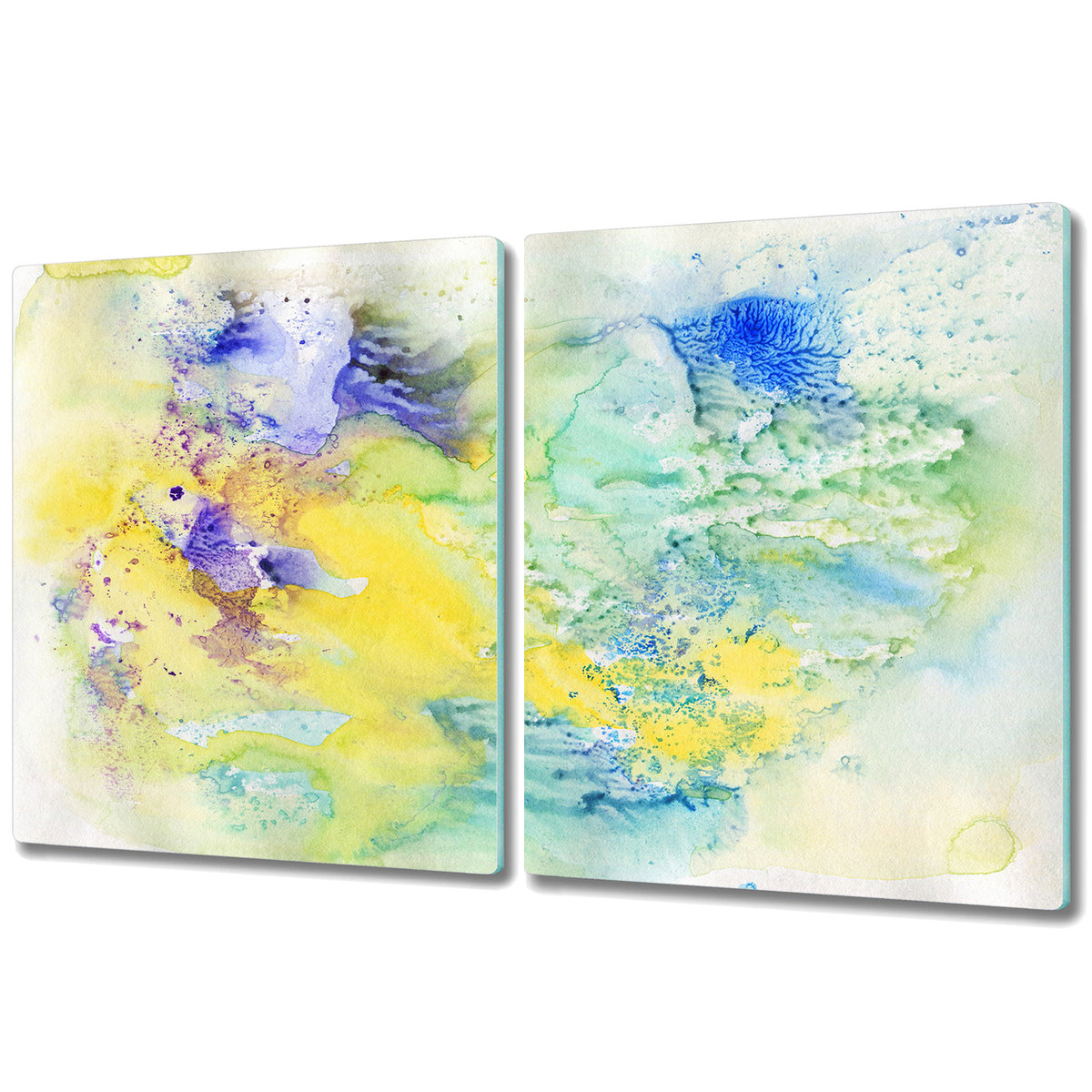 Dwuczęściowa Deska Kuchenna ze Wzorem - 2x 40x52 cm - Akwarela kolorowe plamy