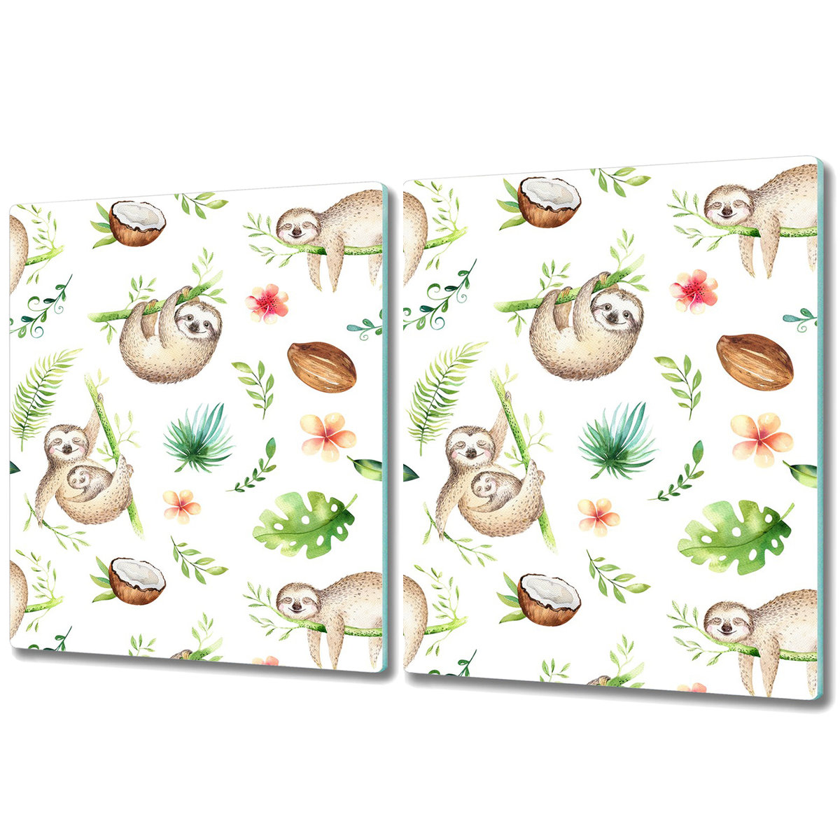 Szklane Deski Kuchenne z Unikalnymi Wzorami - 2x 40x52 cm - Leniwce